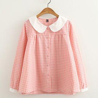 Peter Pan Collar Plaid Shirt