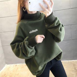 Lettering High-neck Sweatshirt 7122*tangerine Red - Xl