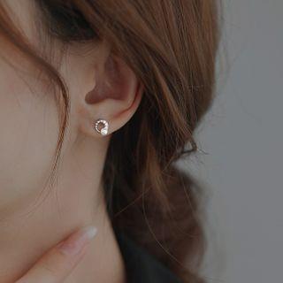 Rhinestone Faux Pearl Stud Earring 1 Pair - Stud Earring - Silver - One Size