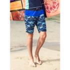 Camouflage Color-block Swim Shorts