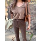 Scoop-neck Fleece-lined T-shirt