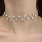 Faux Pearl Choker Necklace - Faux Pearl - Silver - One Size