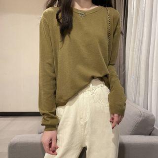 Knitted Plain Cropped T-shirt