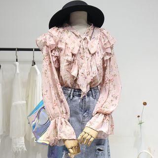 Floral Ruffle Blouse / Short-sleeve Blouse
