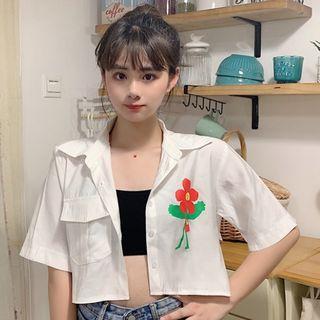 Short-sleeve Flower Printed Blouse