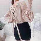 Open-front Balloon-sleeve Cropped Cardigan