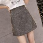 High-waist Rhinestone Mini Skirt