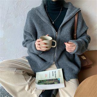 Turtleneck Knit Zip Jacket