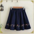 Strawberry Embroidered A-line Skirt