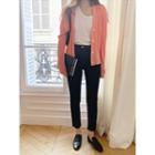 High-waist Tapered Raw-denim Jeans