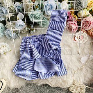 Ruffle-detail Single-shoulder Blouse