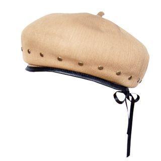 Studded Beret Hat Camel - One Size