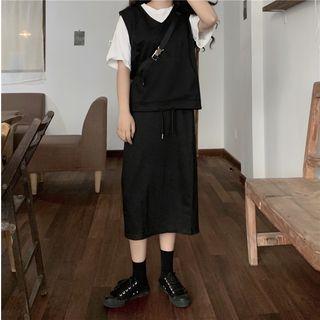 Set: V Neck Vest + Skirt