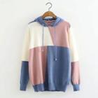 Color Block Hooded Sweater As Shown In Figure - One Size