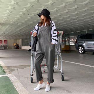 Adjustable-strap Pocket-detail Overall Pants