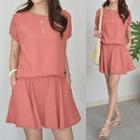 Set: Linen Blend Top + Inset Shorts Mini Skirt [no Option Name]