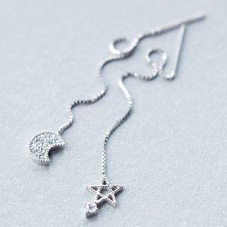 Mismatch Threader Earring 1 Pair - S925 Silver - Silver - One Size