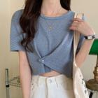 Short-sleeve Wrapped Cropped T-shirt