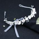 Wedding Flower & Ribbon Headpiece Silver - One Size