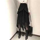 Sheer Layered Midi Skirt