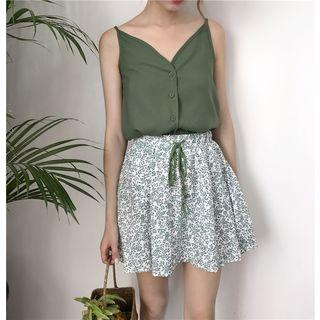 Set: Plain Spaghetti Strap Top + Mini Skirt