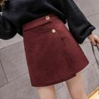 Suede Asymmetrical Mini Skirt