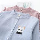 Long-sleeve Stand Collar Embroidered Shirt