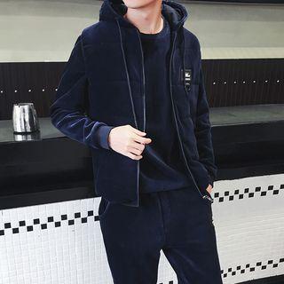 Set: Corduroy Pullover + Sweatpants + Hooded Vest
