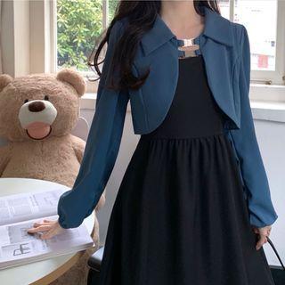 Spaghetti Strap Midi A-line Dress / Cropped Jacket / Set