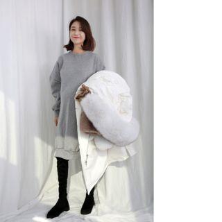 Slit-side Fleece-lined Pullover Dress