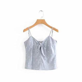 Ribbon Dotted Cropped Camisole Top