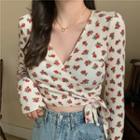 Floral Long-sleeve Top White - One Size