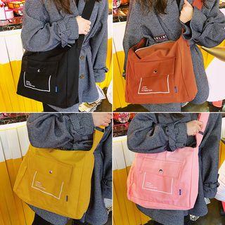 Lettering Crossbody Canvas Bag