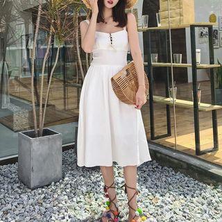 Sleeveless Lace-trim Midi Dress