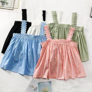 Loose-fit Lace-trim Crop Top