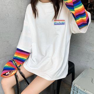 Mock Two-piece Striped T-shirt