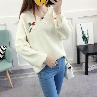 V-neck Embroidered Sweater
