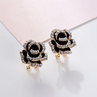 Rose Rhinestone Alloy Earring 1 Pair - Gold - One Size
