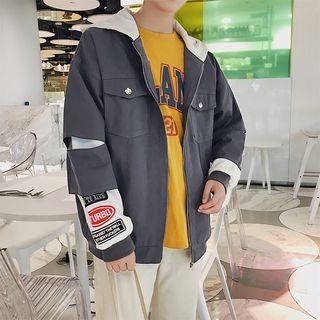 Embroidered Ripped Hooded Jacket
