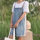 Contrast Trim Washed Short Dungaree