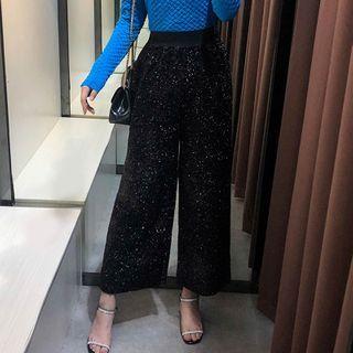 High-waist Sequin Wide-leg Pants