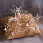 Wedding Set: Faux Crystal Flower Hair Clip + Earring 1 Pair - Earring & Hair Clip - Gold - One Size