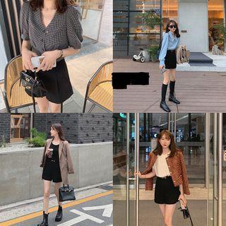 Wide-leg Shorts / Accordion Pleated Mini A-line Skirt