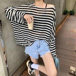 Long Sleeve Striped Oversized T-shirt Stripe - One Size