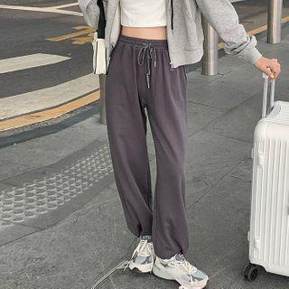 Hooded Zip Jacket / Wide Leg Drawstring Sweatpants