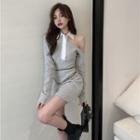 Long-sleeve Cold-shoulder Slim-fit Dress