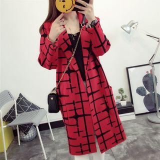 Printed Long Knit Coat