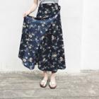 Tie Waist Floral Midi Skirt
