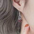 Dream Catcher Drop Earring 1 Pair - Dark Red & Silver - One Size