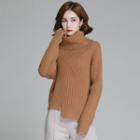 Turtleneck Asymmetrical Hem Sweater